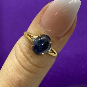 💛 9k Yellow Gold Vintage Sapphire & Diamond Ring